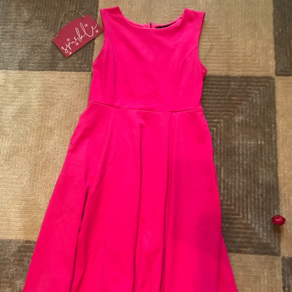Bright pink midi dress